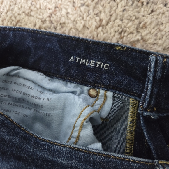 American Eagle Outfitters Mens Dark Blue Athletic/Straight Jeans - Picture 6 of 7